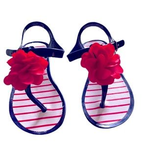 Toddler girls navy and red floral sandals size 8